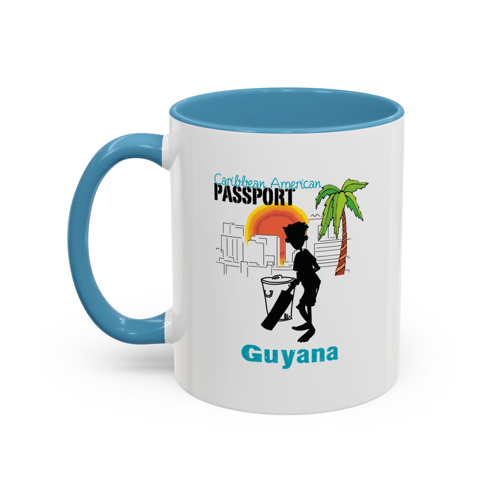 Accent Coffee Mug (11, 15oz) Guyana Backyard Cricket